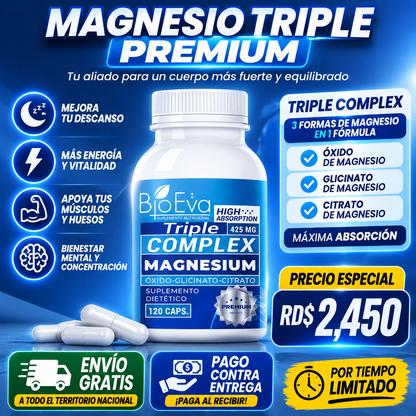 TRIPLE COMPLEX DE MAGNESIO 425mg | Óxido, Glicinato y Citrato